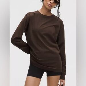 Lululemon All Yours Organic Cotton Long Sleeve Tee in Brown Size XXXS / XS